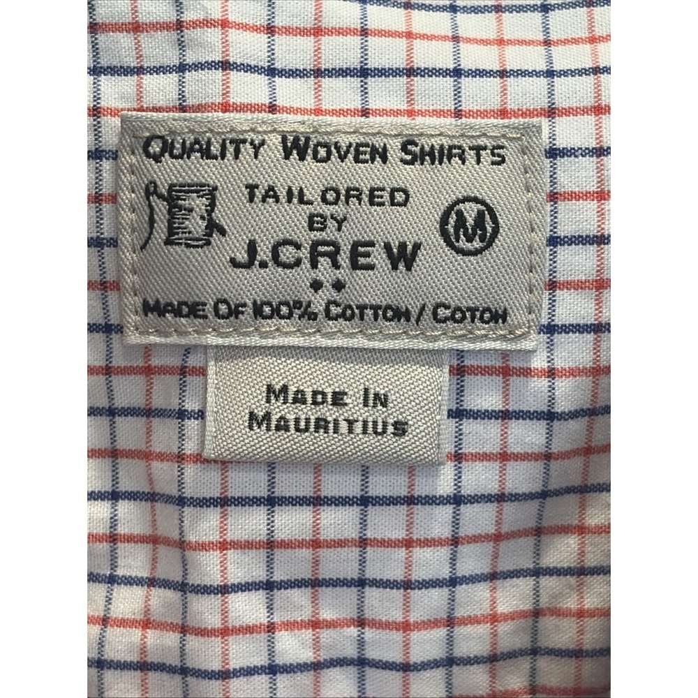 Tailored by J Crew Mens M Shirt Red/Blue Plaid Button Down 100% Cotton Pocket - Picture 2 of 6
